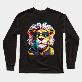 Majestic Mane and Street Chic: Lion's Urban Portrait Long Sleeve T-Shirt